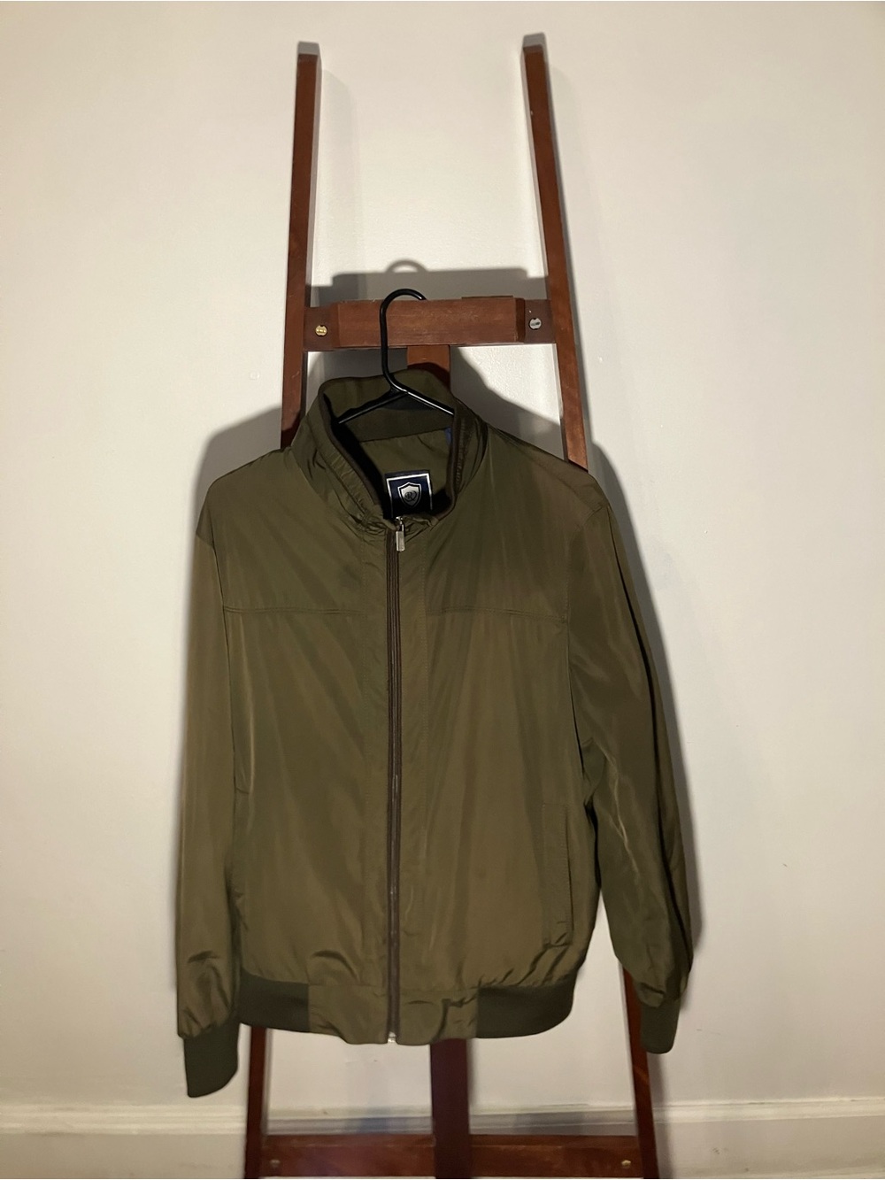 Men's Olive Green Zip-Front Bomber Jacket